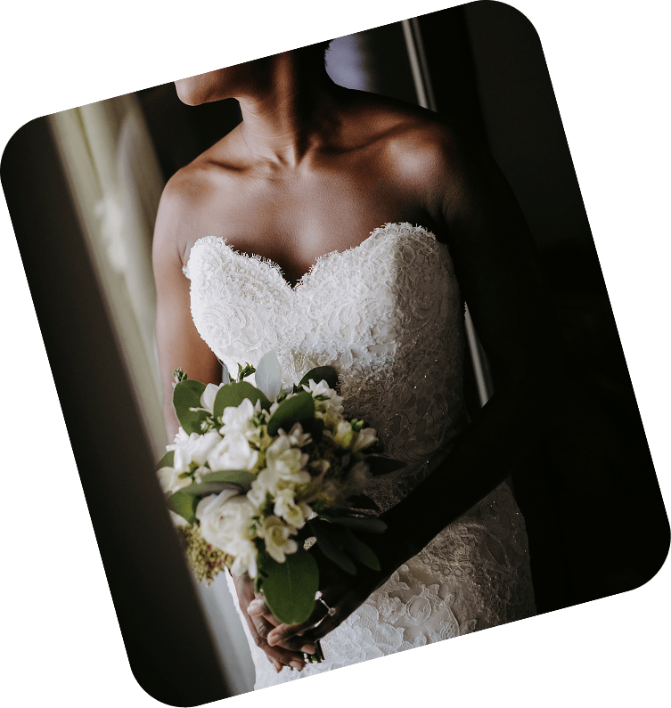 Bride wearing a preloved wedding dress